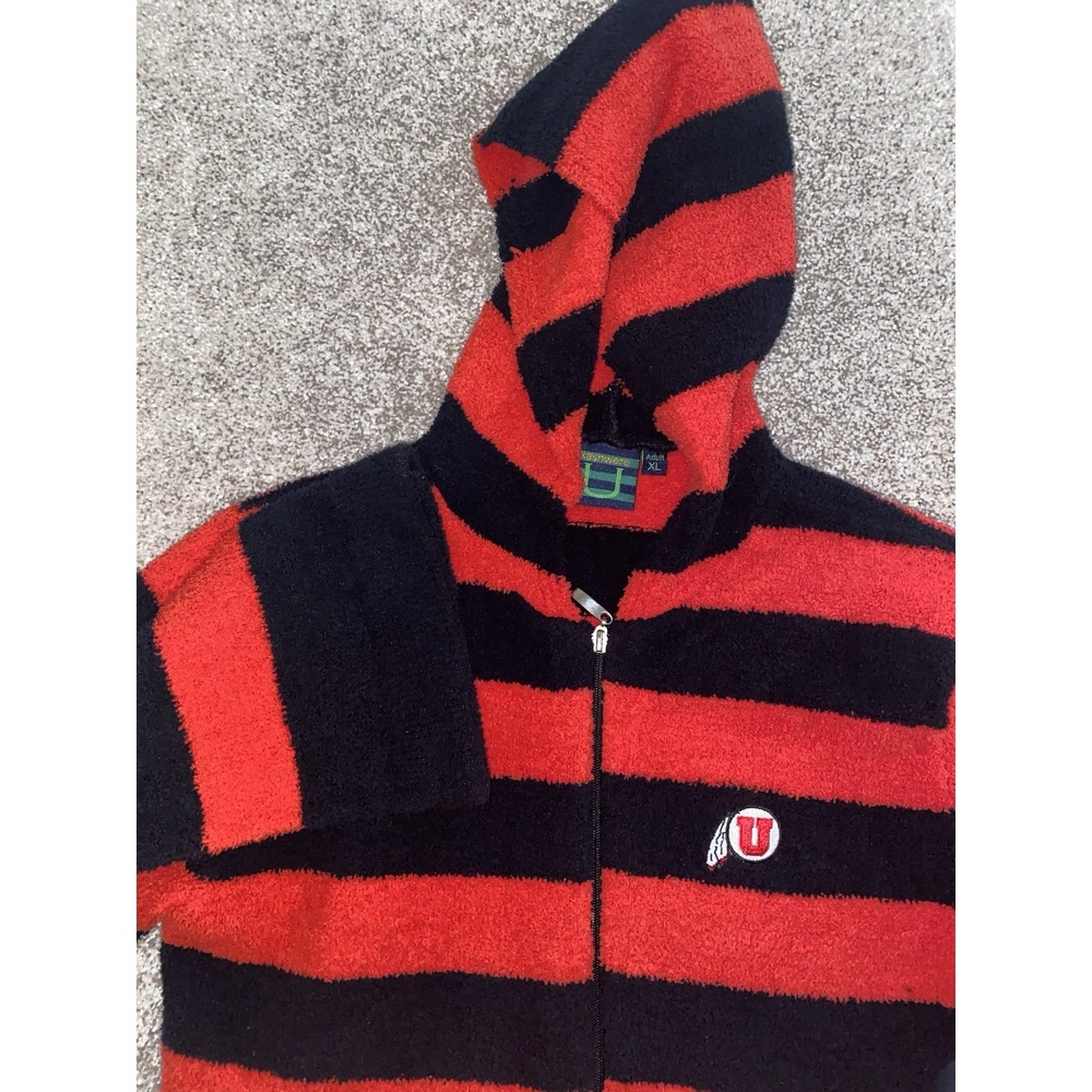 University of Utah‎ Utes Sherpa Jacket NCAA Striped Mens Medium / Women's XL Red